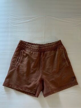 Gymshark scrunched Waistband Shorts in Rust and Cream. Size XS.  Fits Small.